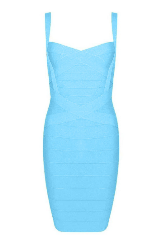 Sky Blue Sweetheart Criss Cross Waist Bandage Bodycon Mini Dress