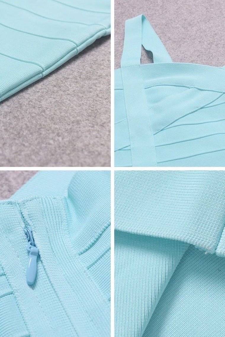 Sky Blue Sweetheart Criss Cross Waist Bandage Bodycon Mini Dress
