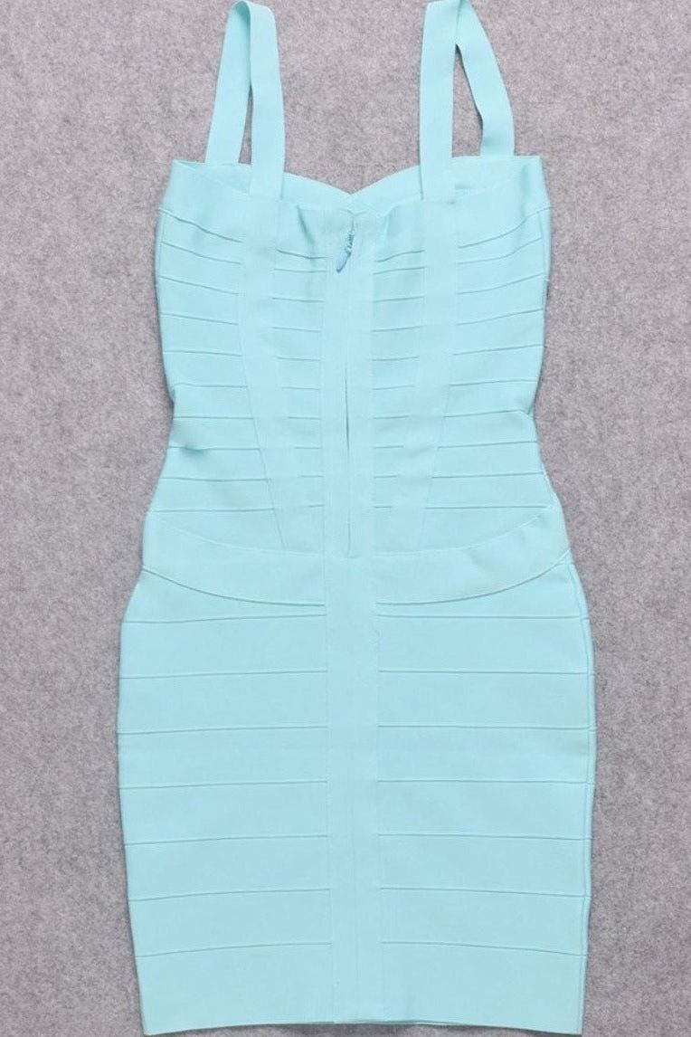 Sky Blue Sweetheart Criss Cross Waist Bandage Bodycon Mini Dress
