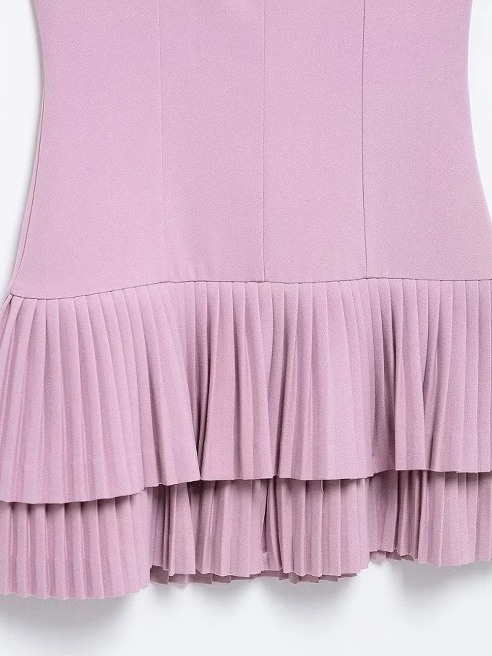 Scoop Neck Tank Strap Double Tier Accordion Pleat Drop Waist Mini Dress