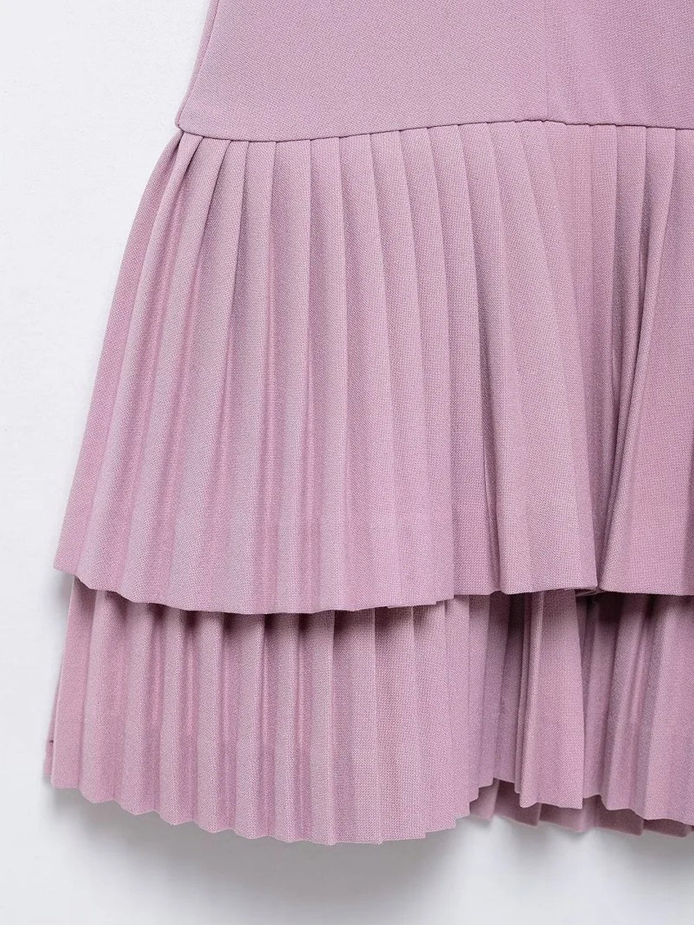 Scoop Neck Tank Strap Double Tier Accordion Pleat Drop Waist Mini Dress