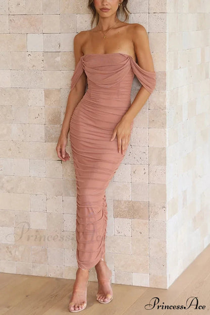 Intergalactic Off Stylish Shoulder Maxi Dress