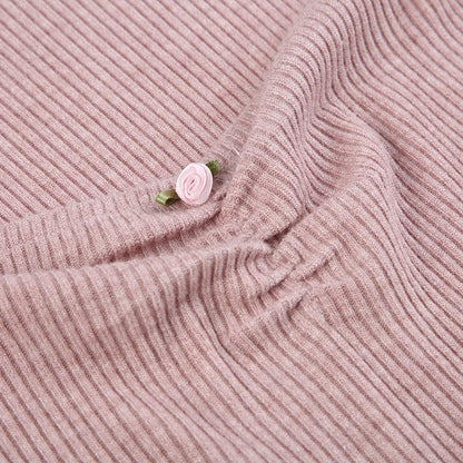 Sweetheart Neck Ribbed Knit Ruffle Shrug Long Sleeve Tube Mini Dress