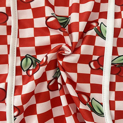 Spaghetti Strap Gingham Print Paneled Bodycon Mini Dress