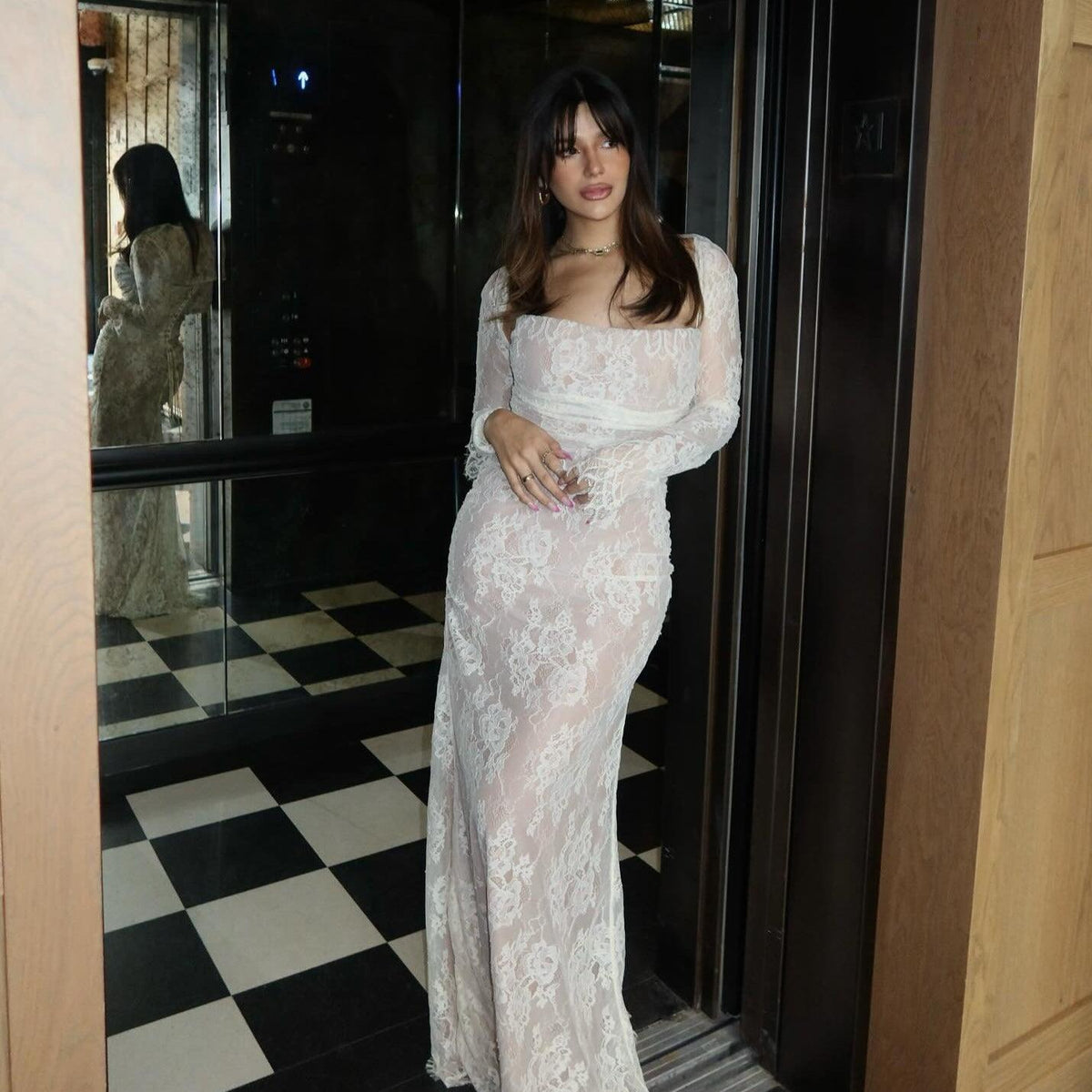 Sweetheart Floral Lace Tiered Ruffle Maxi Dress