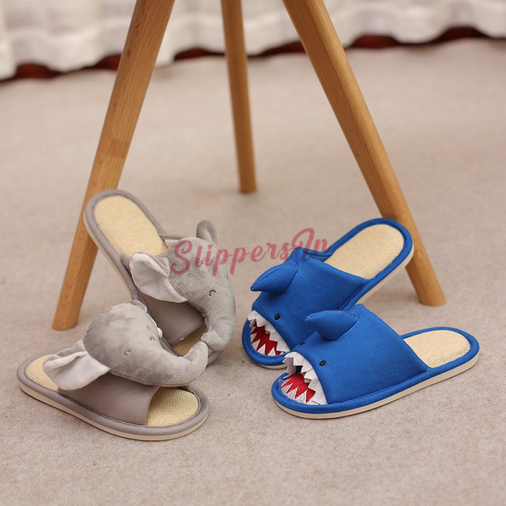 Animal Slippers for Boys and Girls Shark Elephant House Slippers