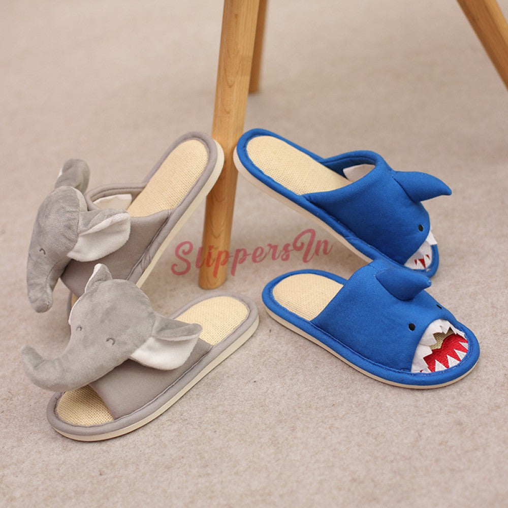Animal Slippers for Boys and Girls Shark Elephant House Slippers