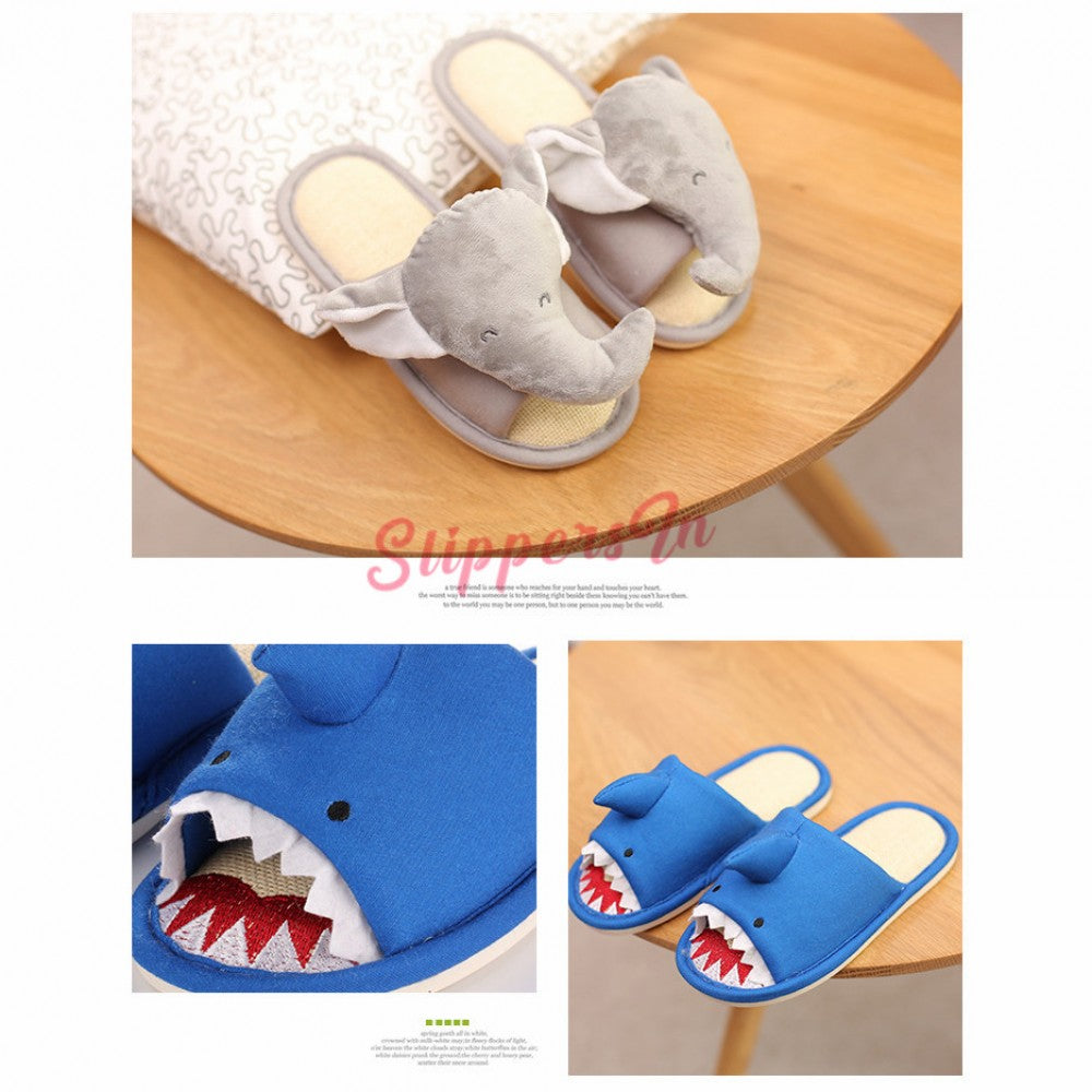 Animal Slippers for Boys and Girls Shark Elephant House Slippers