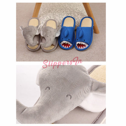 Animal Slippers for Boys and Girls Shark Elephant House Slippers