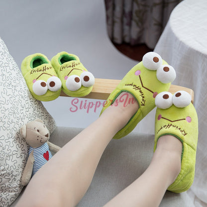 Animal Frog Slippers for Adult and Kids Family House Shoes