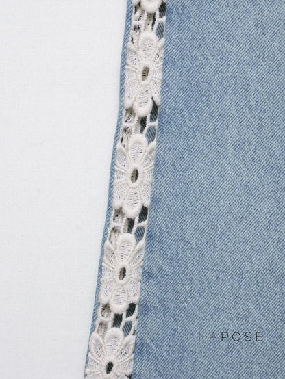 Anaisha Crochet Patch Wide-Leg Jeans