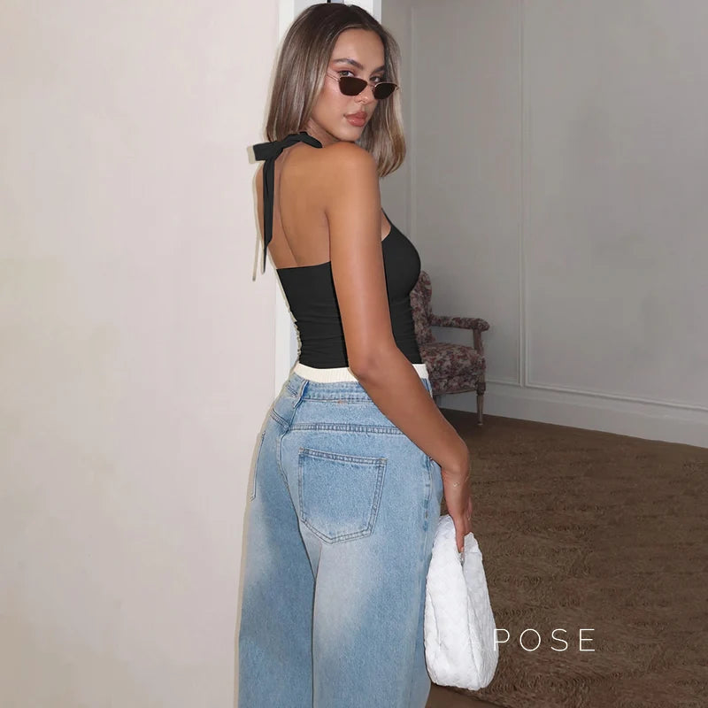 Lahna Halter Backless Crop Top