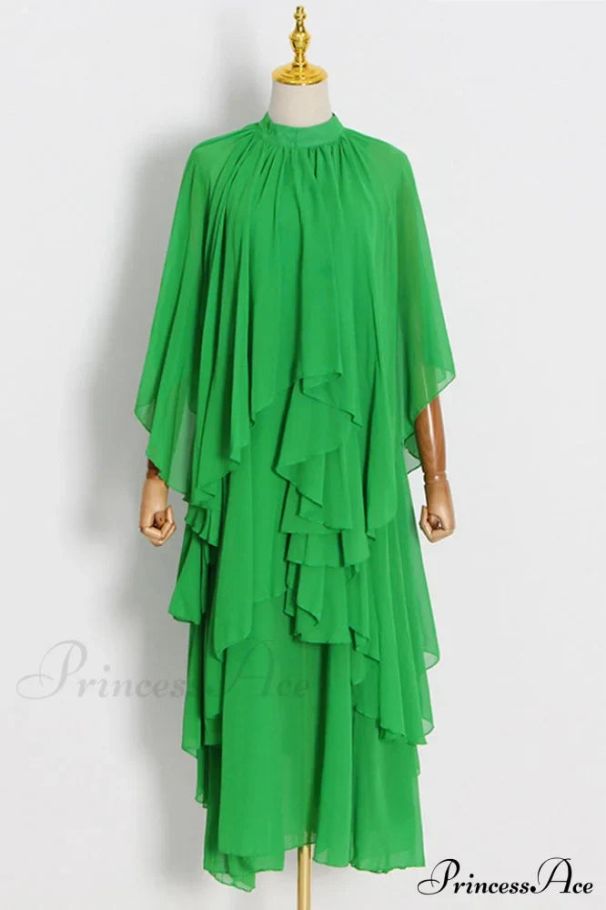 Layered Elegant Silk-Georgette Gown