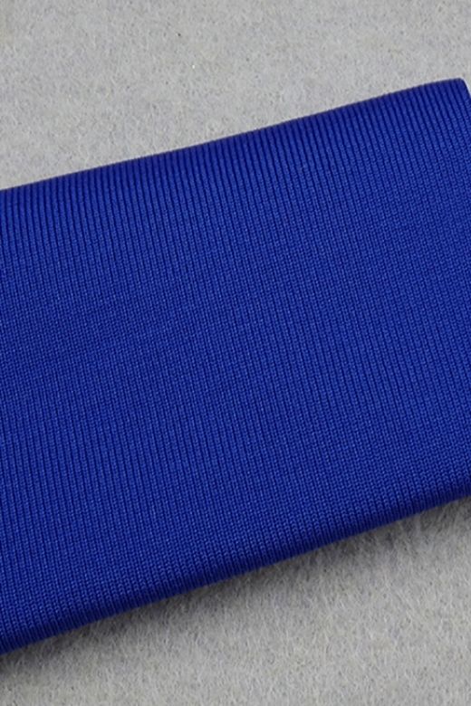 Royal Blue One Shoulder Bow Sash Bodycon Midi Dress