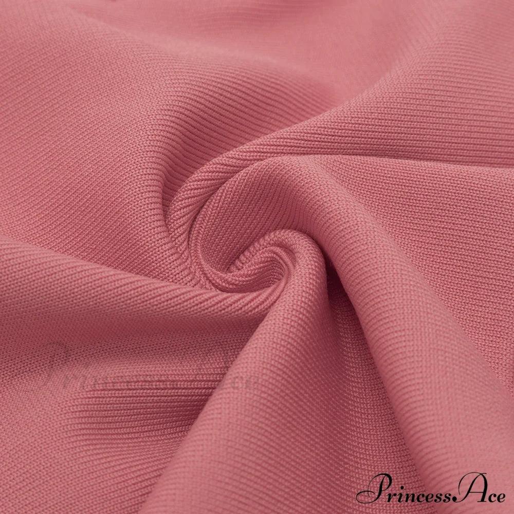 Long Arm Pink Warm-Season Sexy Bodycon Mesh Shoulder Bandage Backless Mini Women Off Dress