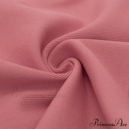 Long Arm Pink Warm-Season Sexy Bodycon Mesh Shoulder Bandage Backless Mini Women Off Dress
