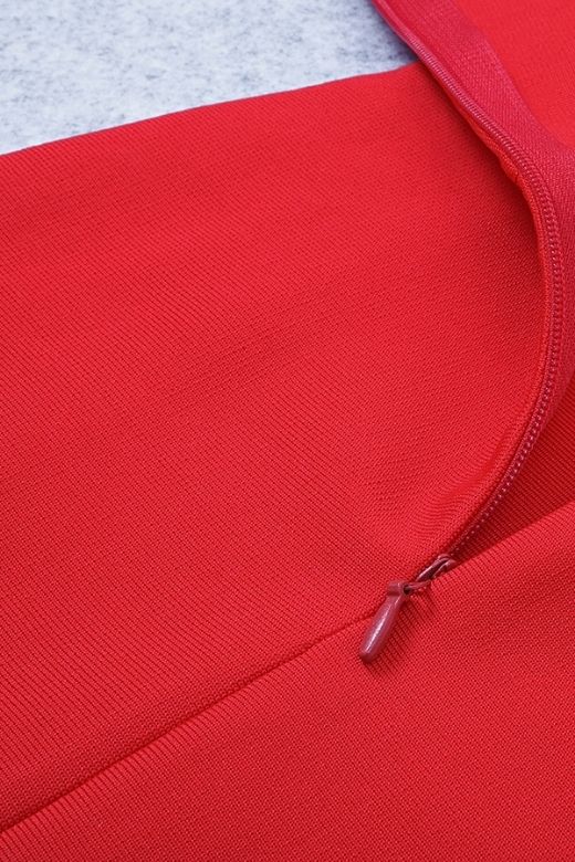 Lipstick Red One Shoulder Surplice Wrap High Split Bodycon Midi Dress