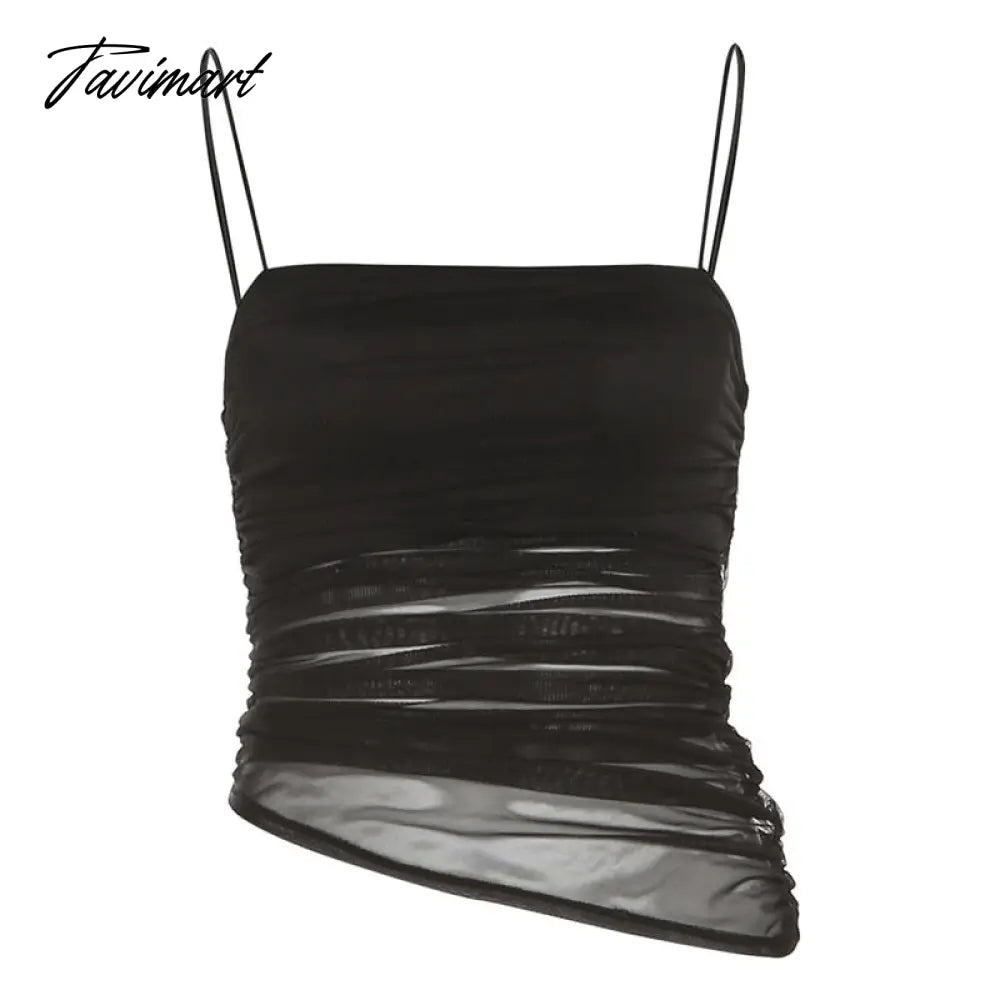 Mesh Corset Black Y2K Summer Tops Women Transparent Crop Top Stretch Tube Sexy Cami Tops Summer Streetwear 2000s Clothes