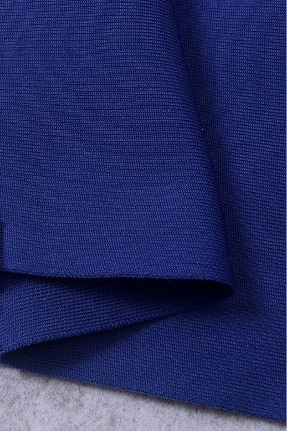 Navy Blue One Shoulder Cut Out Waist Cut Out Bandage Midi Dress