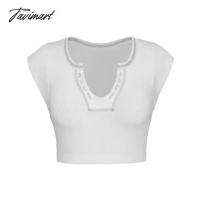 Mqtime Knitted Thread T-shirt Women's Summer Slim Fit Midriff Outfit Hot Girl Sexy Top Bottoming T-shirt
