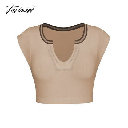 Mqtime Knitted Thread T-shirt Women's Summer Slim Fit Midriff Outfit Hot Girl Sexy Top Bottoming T-shirt