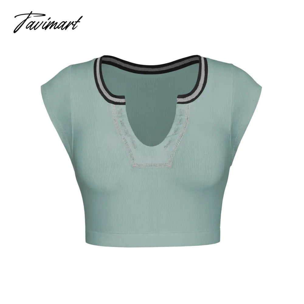 Mqtime Knitted Thread T-shirt Women's Summer Slim Fit Midriff Outfit Hot Girl Sexy Top Bottoming T-shirt