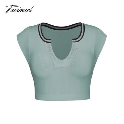 Mqtime Knitted Thread T-shirt Women's Summer Slim Fit Midriff Outfit Hot Girl Sexy Top Bottoming T-shirt