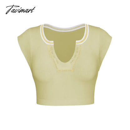Mqtime Knitted Thread T-shirt Women's Summer Slim Fit Midriff Outfit Hot Girl Sexy Top Bottoming T-shirt