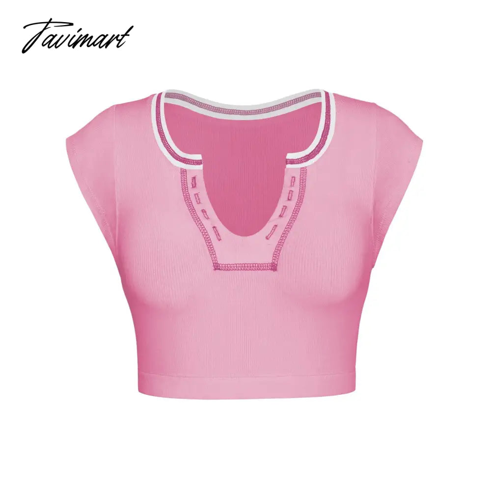 Mqtime Knitted Thread T-shirt Women's Summer Slim Fit Midriff Outfit Hot Girl Sexy Top Bottoming T-shirt