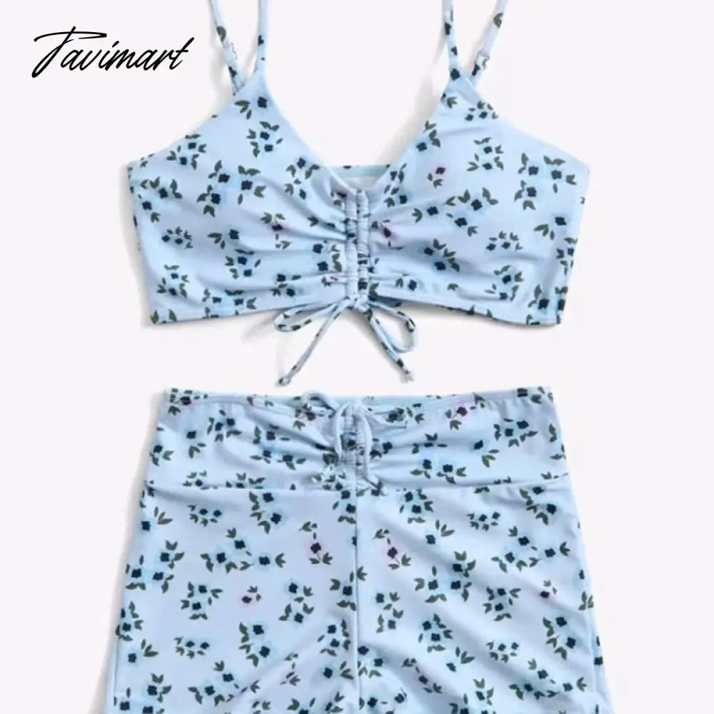 Mqtime Women Digital Printed Split Swimsuits Sexy Backless Bikini Set Summer High Waist Boxer Swimsuit Bathing Suits Beach Swimwear