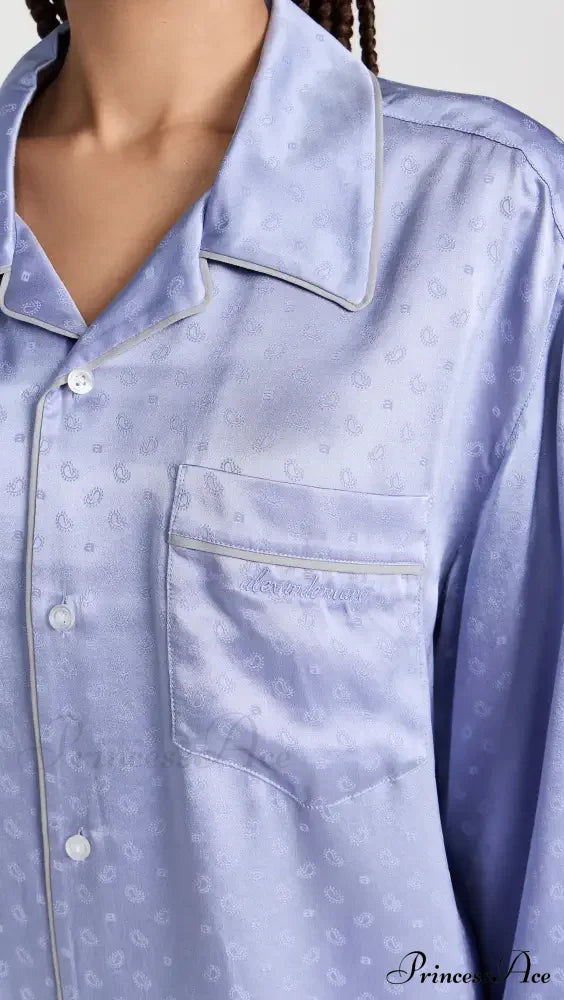 Pajama Boxer Shorts and Graceful Long Sleeve Shirt Set