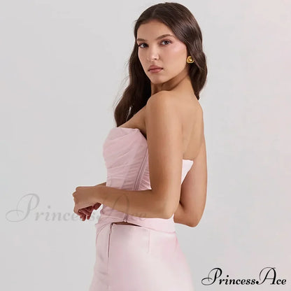 Pink Mesh Stylish Tube Corset Top