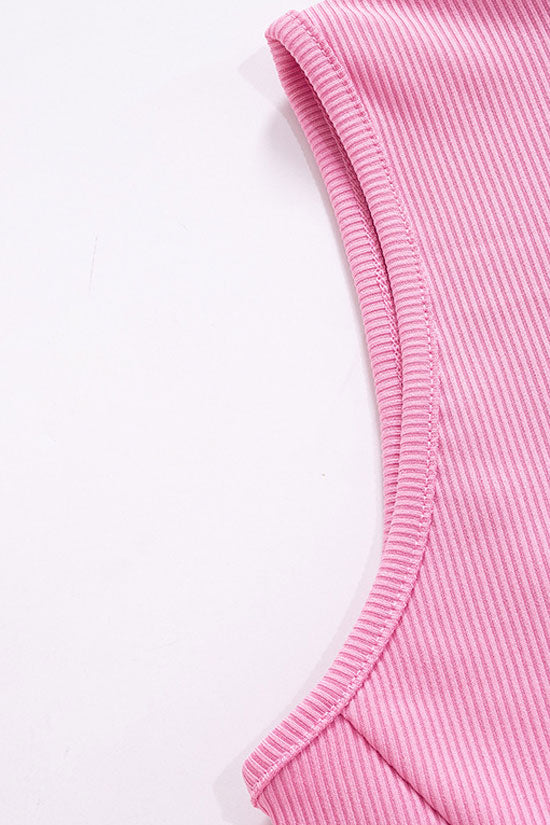 Ribbed Mock Neck A Line Sleeveless Mini Dress