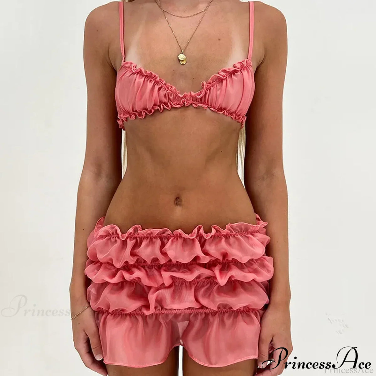 Ruched Bralette And Charming Mini Skirt Set
