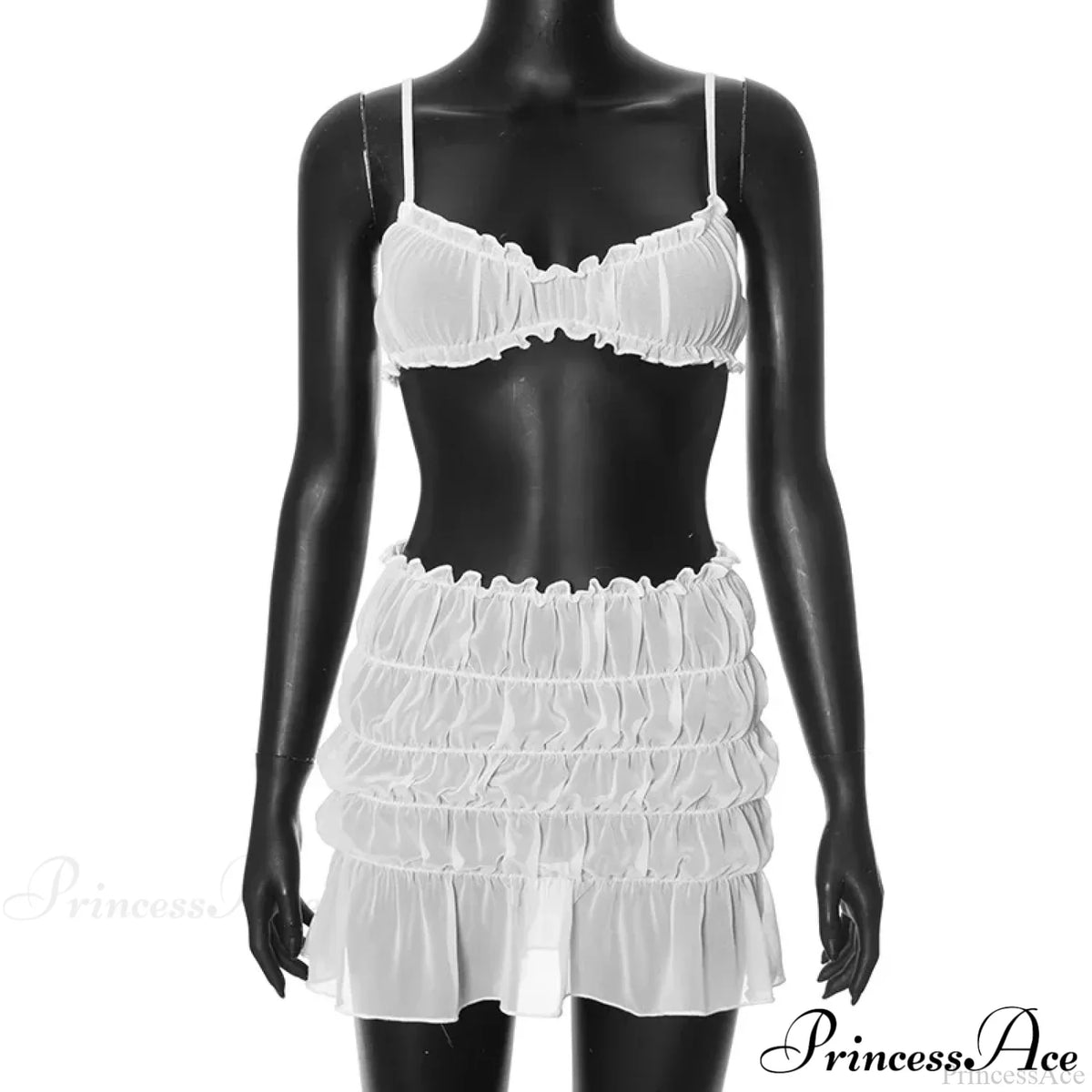 Ruched Bralette And Charming Mini Skirt Set