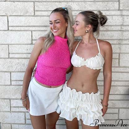 Ruched Bralette And Charming Mini Skirt Set