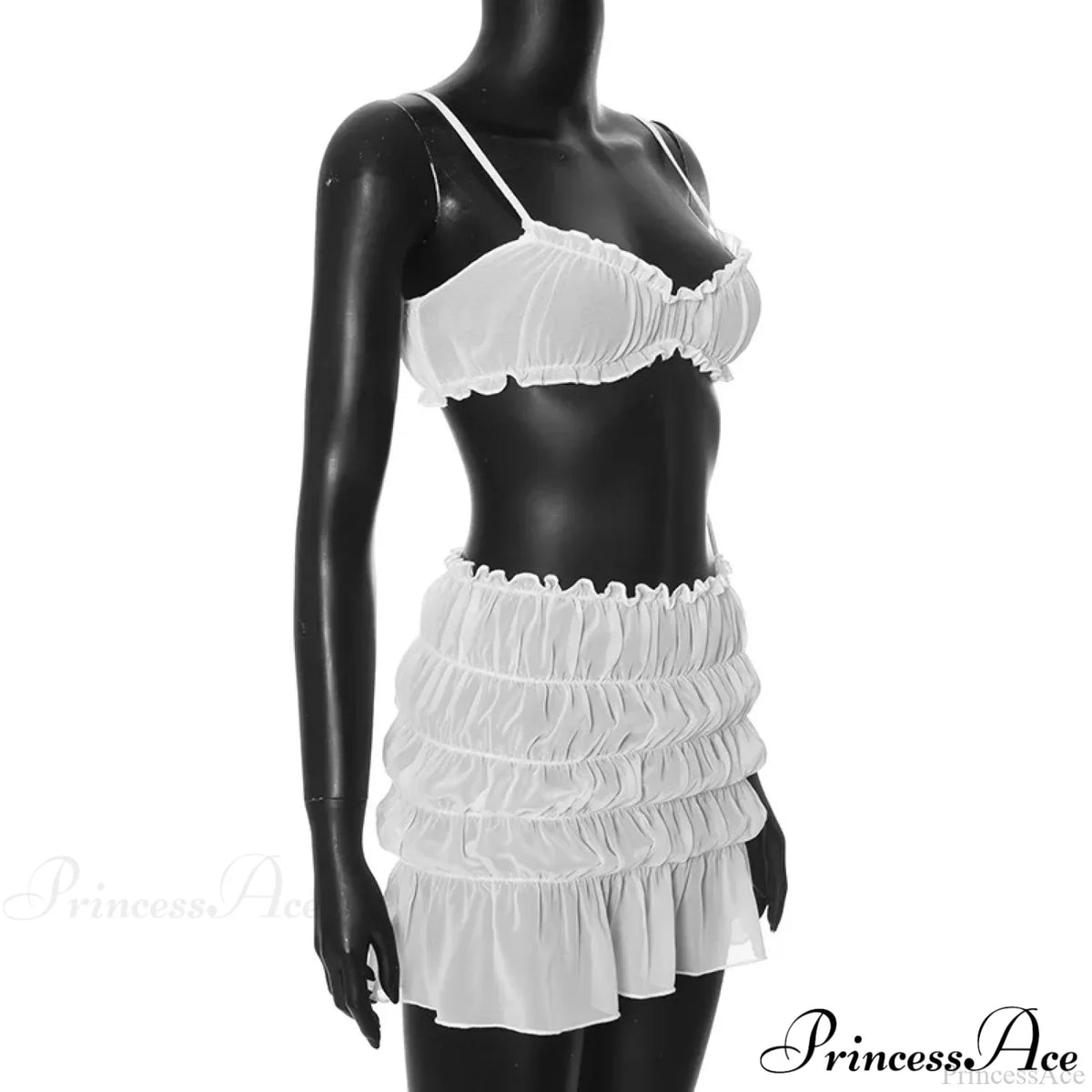 Ruched Bralette And Charming Mini Skirt Set