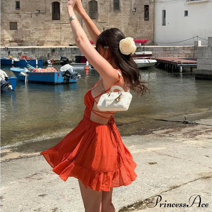 Ruched Elastic Backless Charming Cami Mini Dress