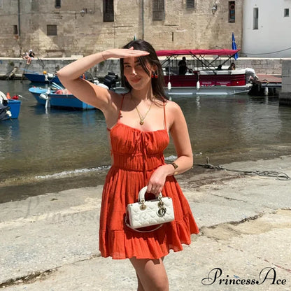 Ruched Elastic Backless Charming Cami Mini Dress