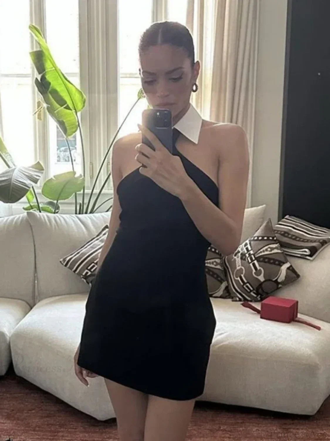 Sexy Patchwork Sleeveless Bandage Dress Black Backless Bodycon Mini Party Dress