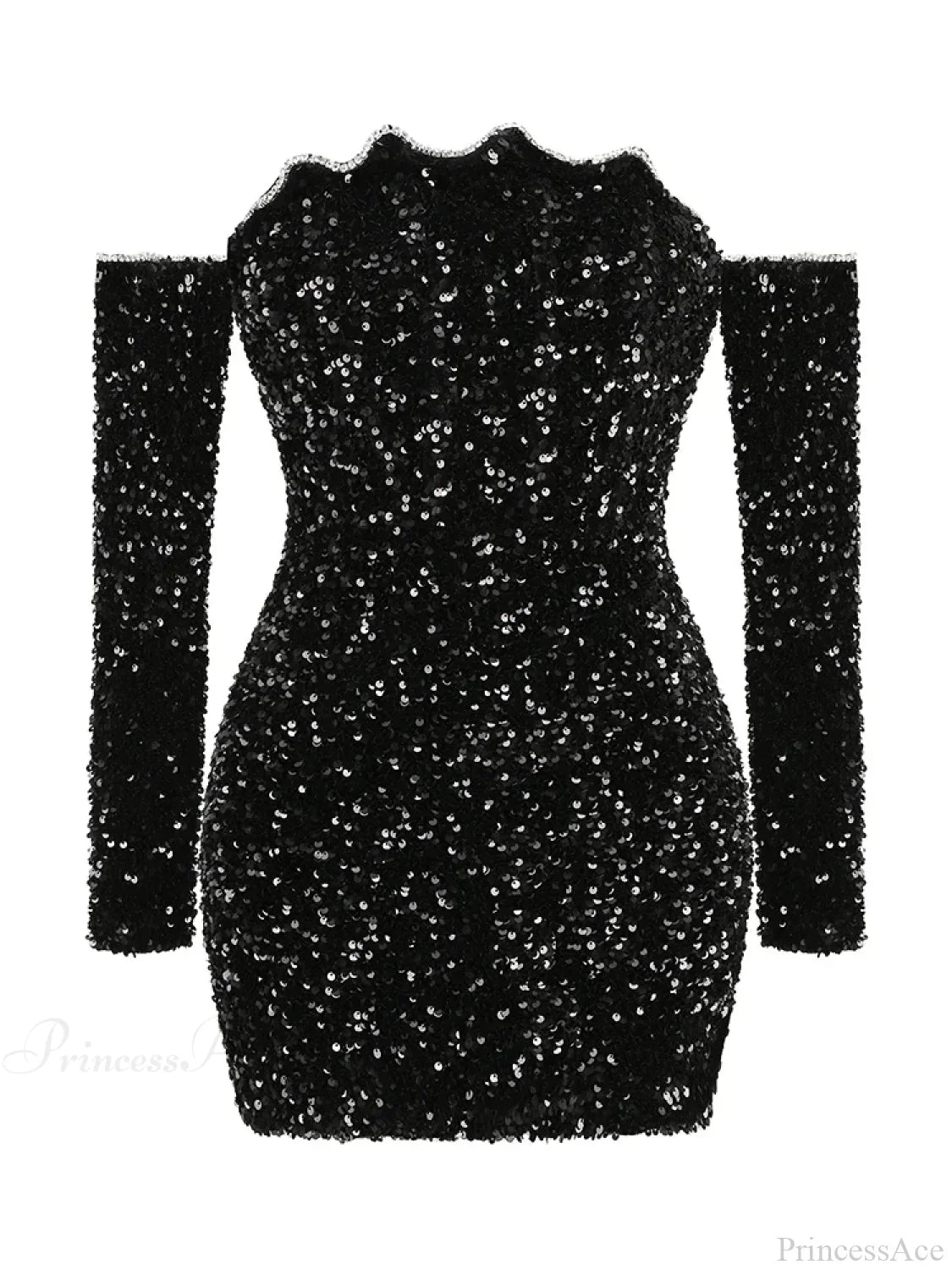 Sexy Slash Neck Long Sleeve Sparkling Sequins Dress Off Shoulder Party Dress