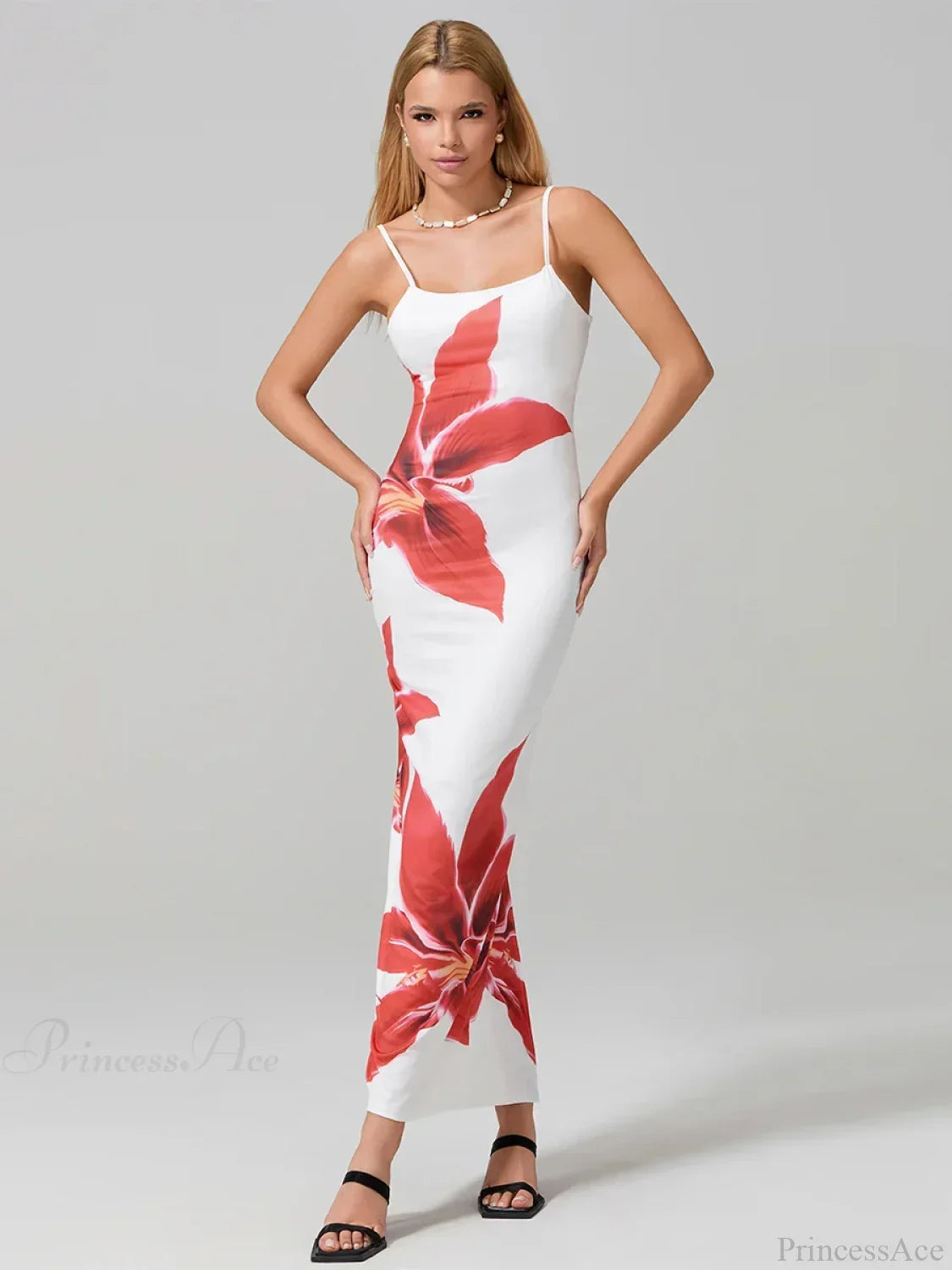 Sexy Spaghetti Straps Bodycon O-neck Wrap Cami Floral Dress