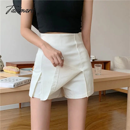 Sexy Split Shorts Skirt Women's Office Ladies Suit Skirt Summer New Black Mini A-line Pants Skirt High Waist Wide Leg Shorts