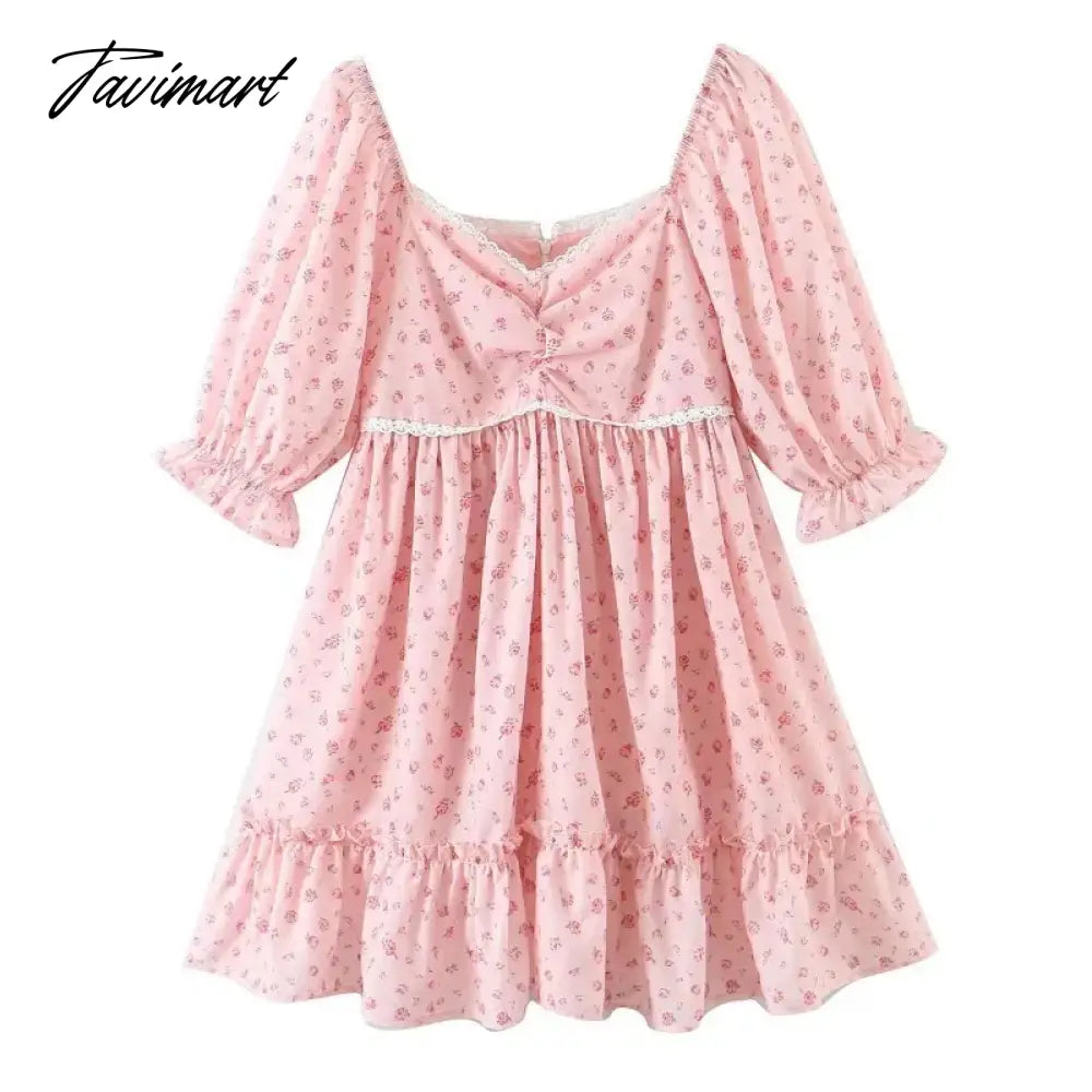 Sexy V-neck 1/2sleeve Sexy Women Vocation Beach Floral Print A-line Mini Dress
