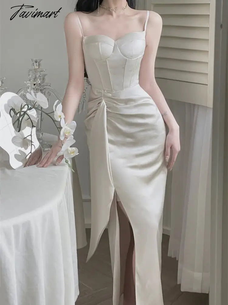 Sleeveless Midi Dress Summer New Women Spaghetti Strap Sexy Bodycon Ladies Elegant Evening Party Female Prom Robe Vestidos