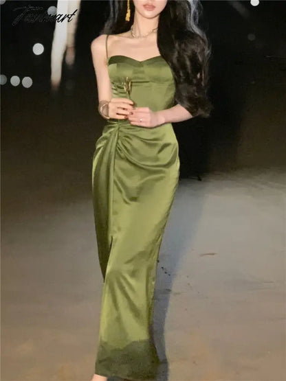 Sleeveless Midi Dress Summer New Women Spaghetti Strap Sexy Bodycon Ladies Elegant Evening Party Female Prom Robe Vestidos
