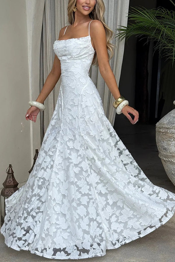 Francis Floral Burnout Jersey Fabric Cowl Neck Back Lace-up Maxi Dress