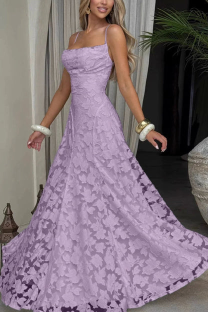 Francis Floral Burnout Jersey Fabric Cowl Neck Back Lace-up Maxi Dress