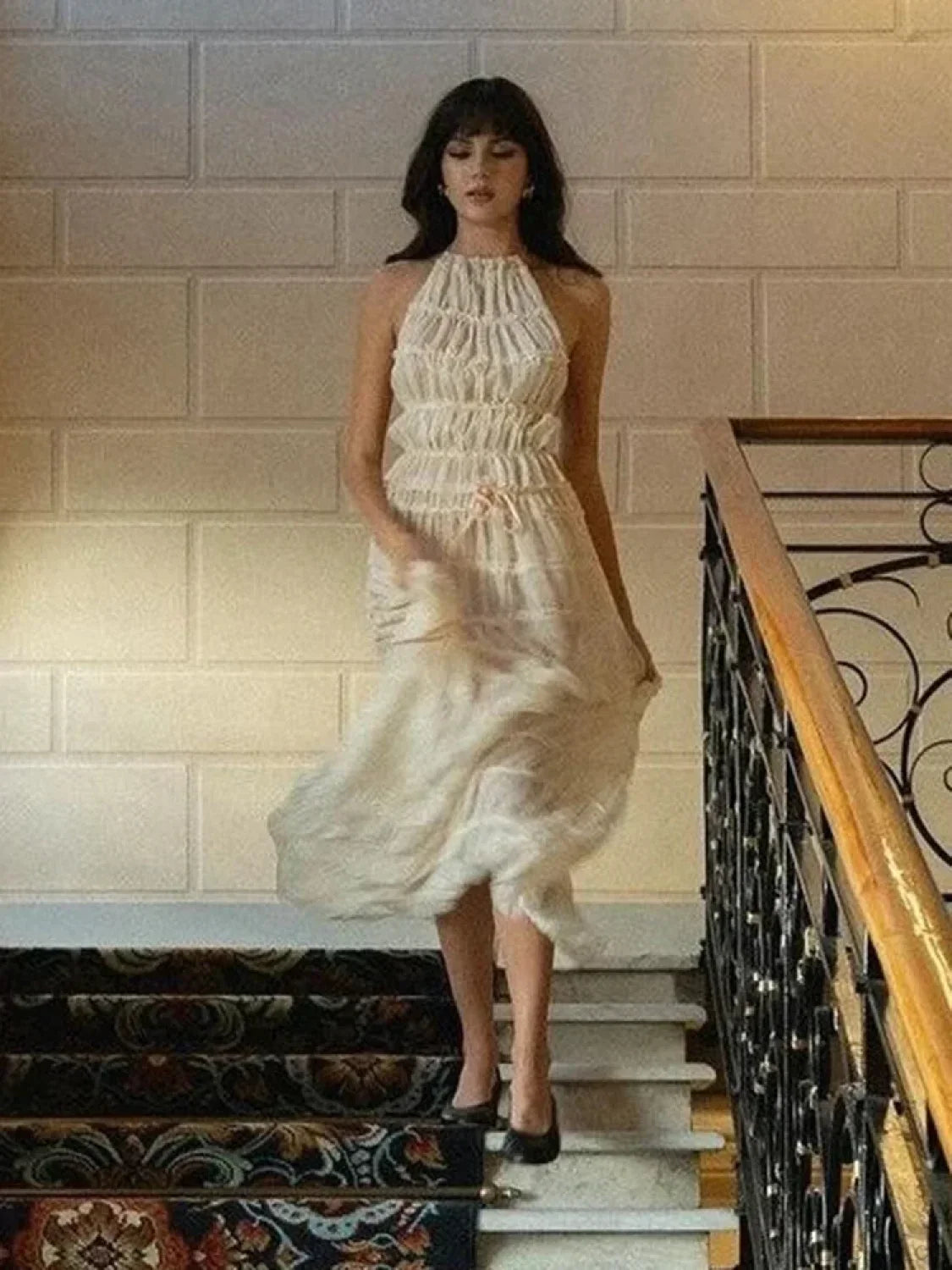 Summer Sexy Sleeveless Backless Top High Waist Skirt Beach Party Dress