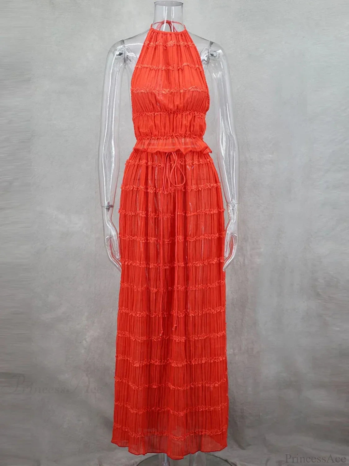 Summer Sexy Sleeveless Backless Top High Waist Skirt Beach Party Dress